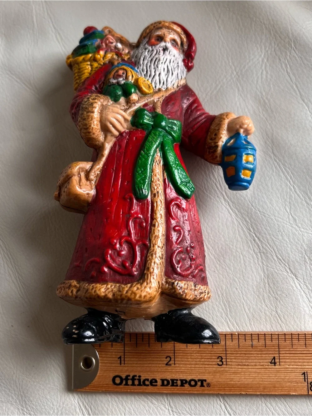 Vintage Blow Mold Plastic Red Santa Figurine Holiday Hanging Ornament